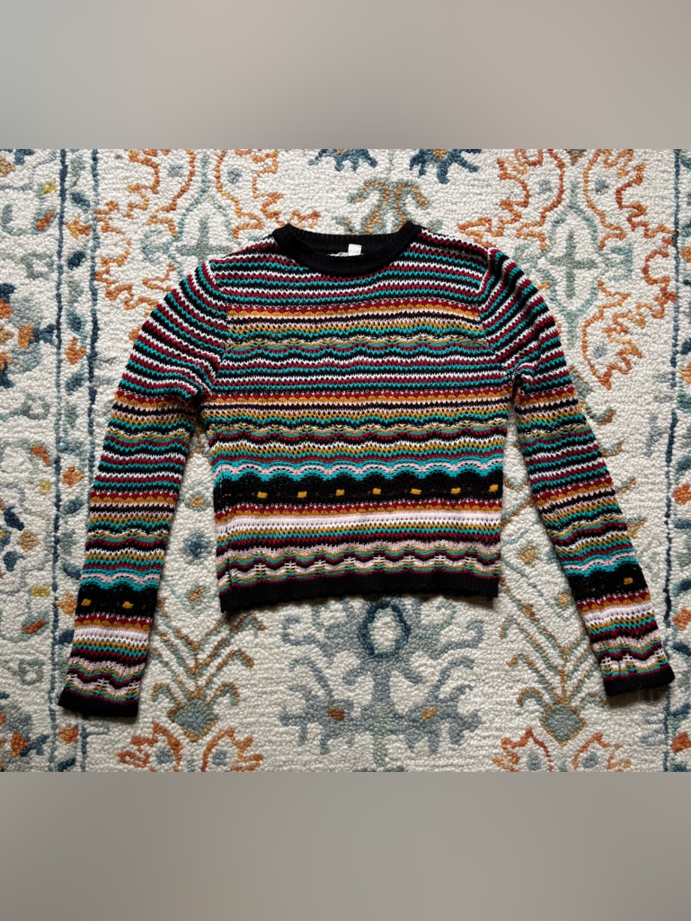 Lovestitch Multicolor Striped Crewneck Sweater Small *FLAW*